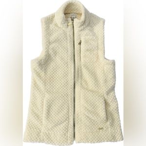Calvin klein, white soft fleece vest, full zip, with three pockets